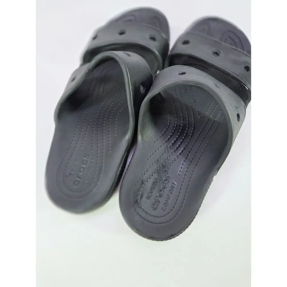 Crocs Classic Two-Strap Sandals Black Unisex M9/W11 Lightly Used